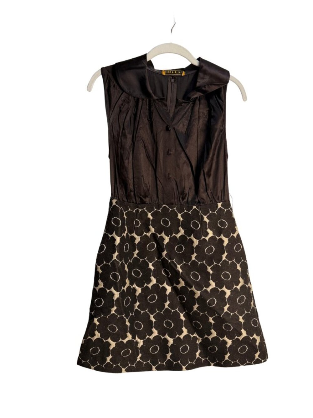 Alice + Olivia Brown & Cream Floral Collared Sleeveless Dress